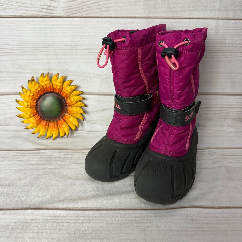 Sorel Kids Flurry Waterproof Winter Snow Boots Pink Girls Size 2